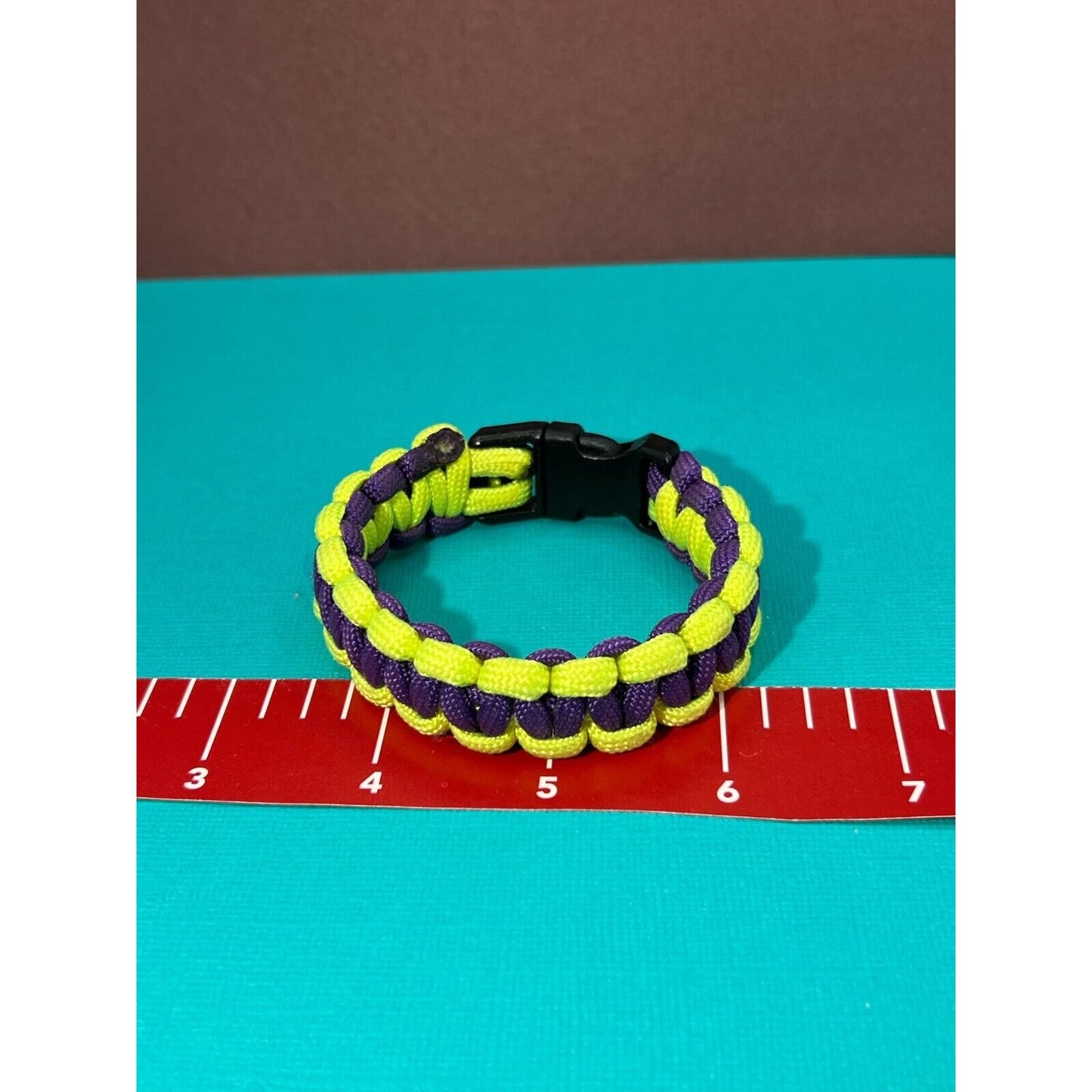 Neon Yellow & Purple Paracord Emergency Survival Rope Bracelet - Made in the USA