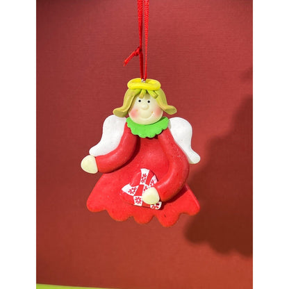 Polymer Clay Santa, Angel Christmas Ornaments (2)