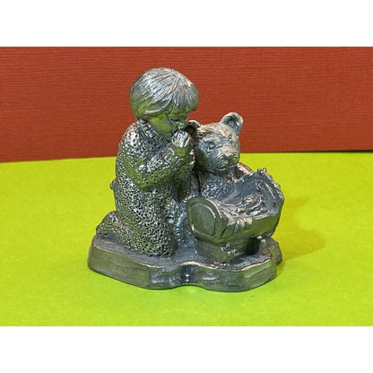 Michael Ricker Pewter 2001 Christmas "The Gift of Love" Girl praying