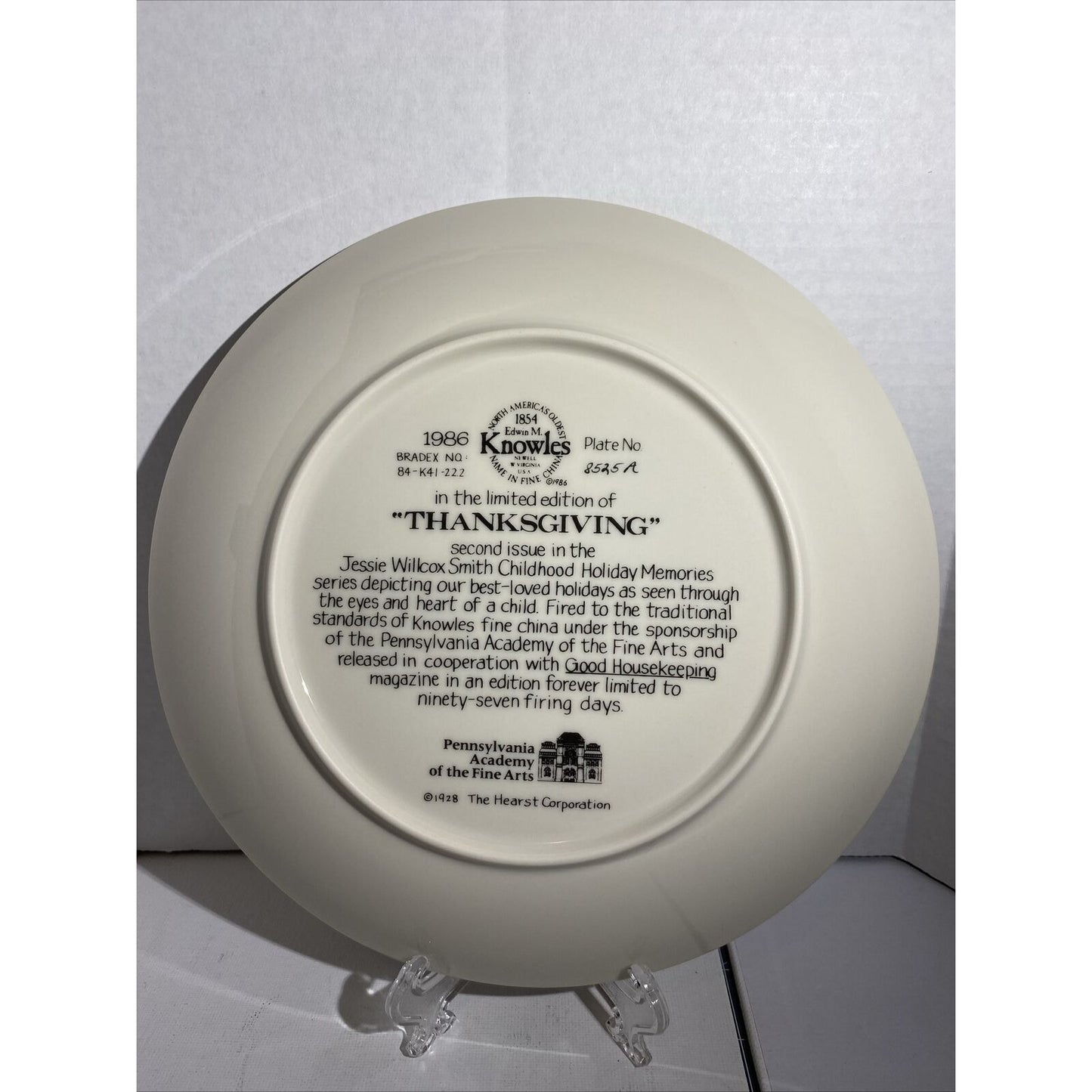 Jesse Wilcox Smith - "Thanksgiving" Collector Plate Numbered w Box & COA 1986