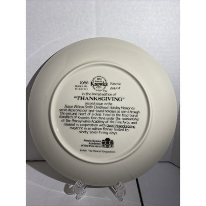 Jesse Wilcox Smith - "Thanksgiving" Collector Plate Numbered w Box & COA 1986