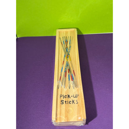 Wooden Pick Up Sticks in Wood Box Old School Toy Classic Game w/Instructions NIB