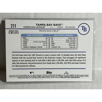 2024 Topps Series 1 Tampa Bay Rays Team Card Easter Egg Holiday Foil #211 MINT