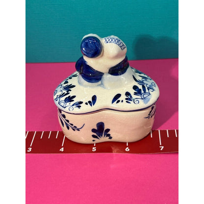 Delft Blue & White Dutch Boy & Girl Ceramic Trinket Box