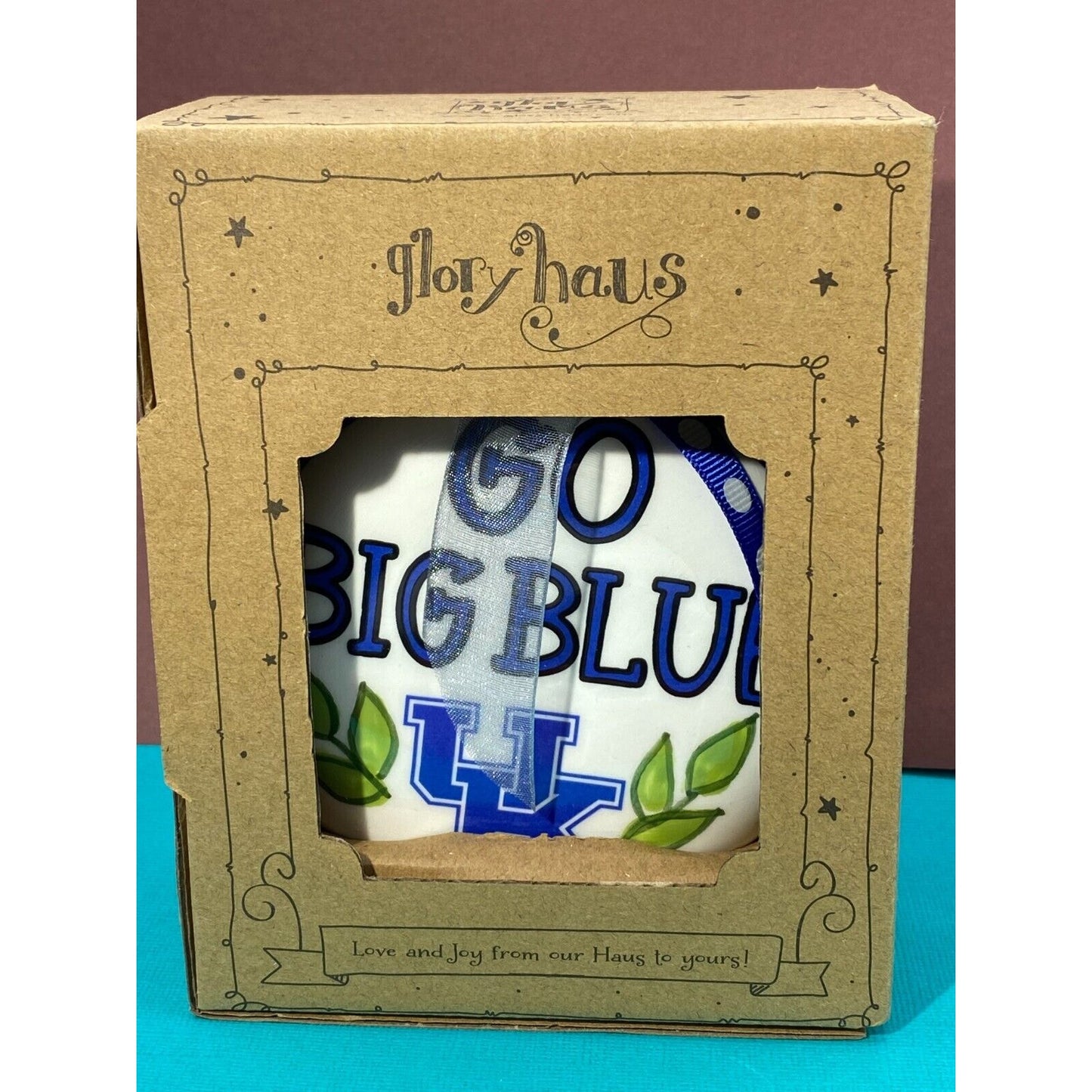 Wildcat University Of Kentucky Go Big Blue Glass Christmas Ornament Glory Haus