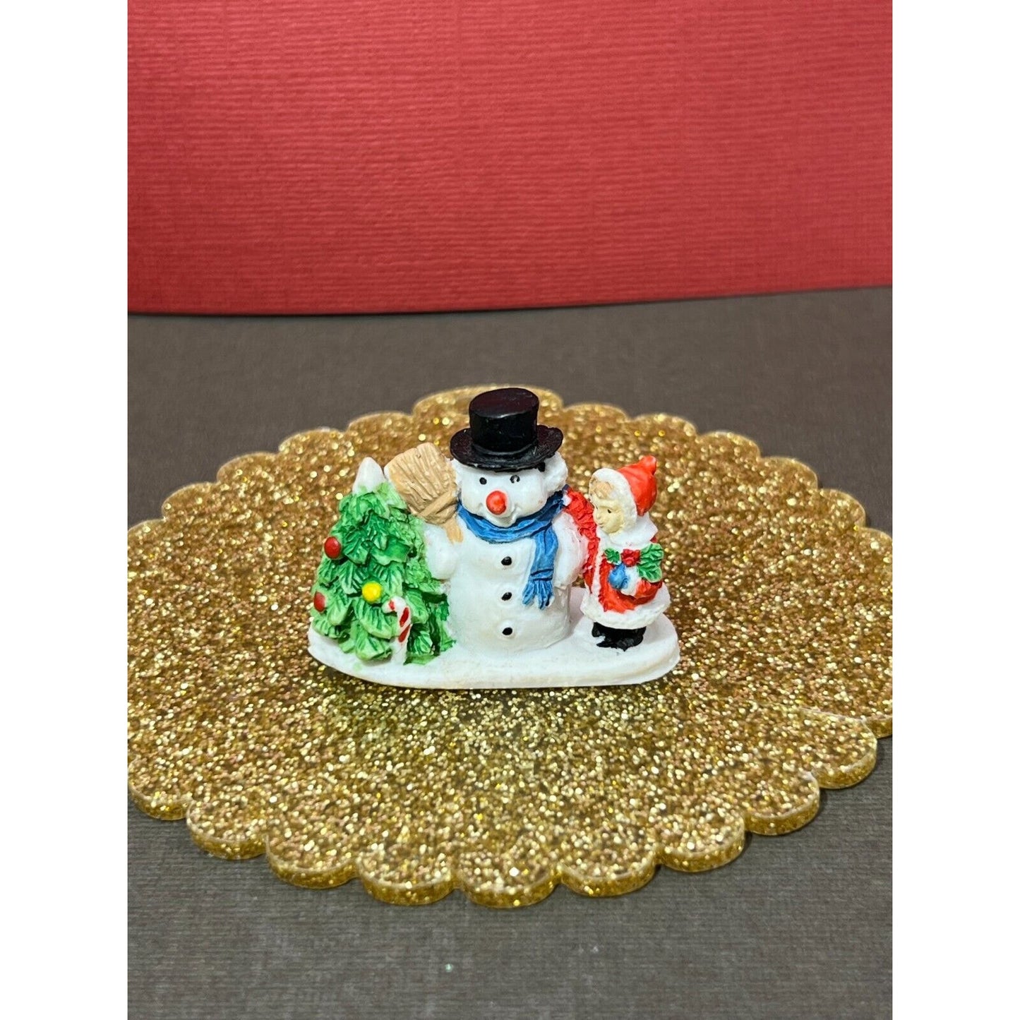 Christmas Miniature Town Folk Santa Snowman Kids Sledding