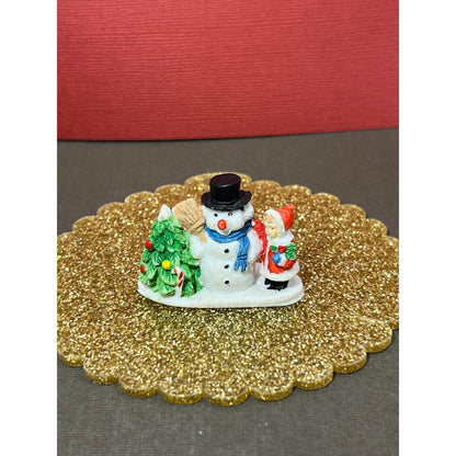 Christmas Miniature Town Folk Santa Snowman Kids Sledding