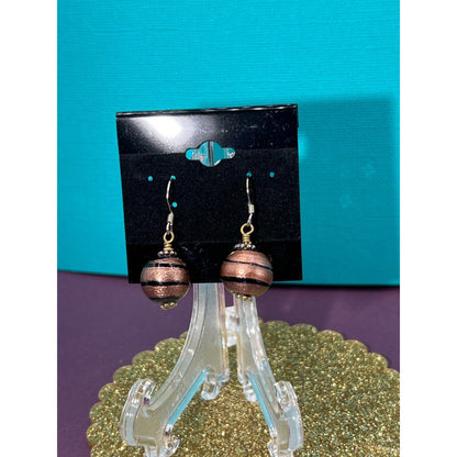 Bronze with Black around Dangle Earring Set Estate Sale Jewelry