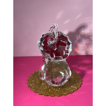 Crystal Teddy Bear with Ruby Red Heart 4"