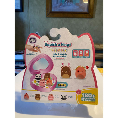Original Squishmallows 4 Squish-a-longs + 3 Accessories + Pink Case