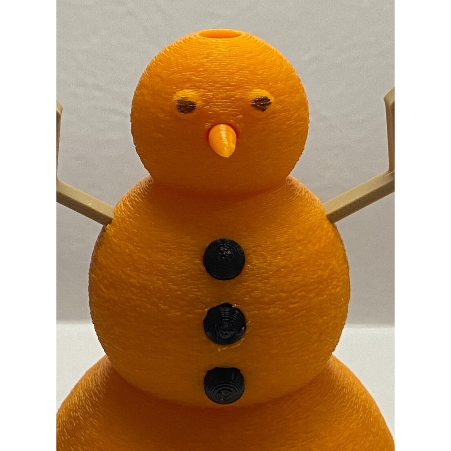 Snowman 3d Printed Orange with black hat and buttons