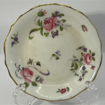 Butter Pats Royal Chelsea English Bone China Floral Gold Rim Vintage 3.25in diam