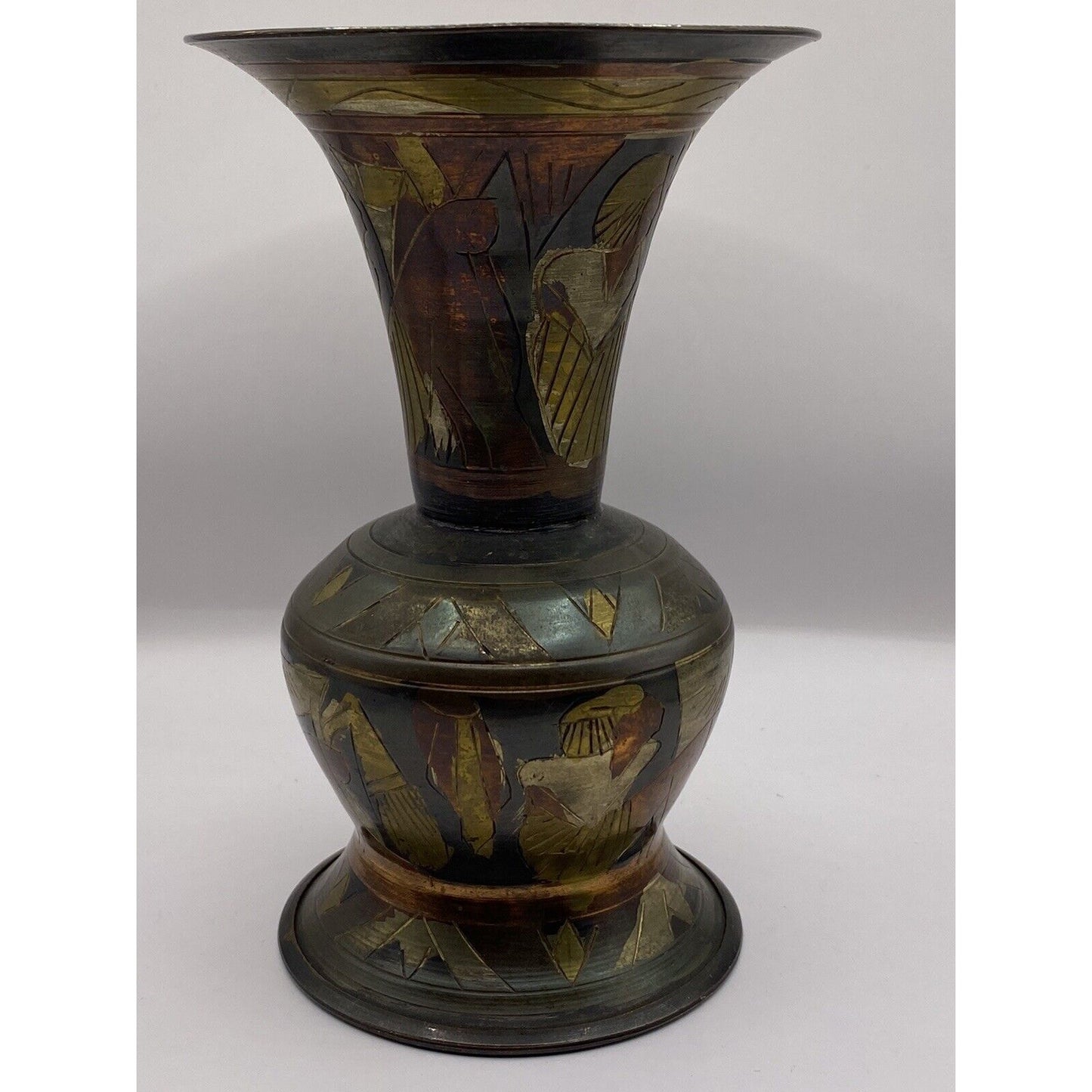 6" Multi Metal Vase with Egyptian Motif