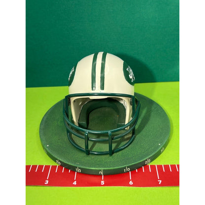 New York Jets Helmet on Round Playing Field Ceramic Metal Faceguard 3.5"h