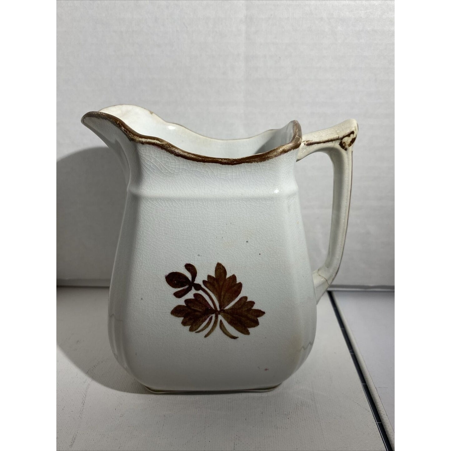 Vintage Alfred Meakin Royal Ironstone Tea Leaf Pattern Milk Pitcher Gold Trim