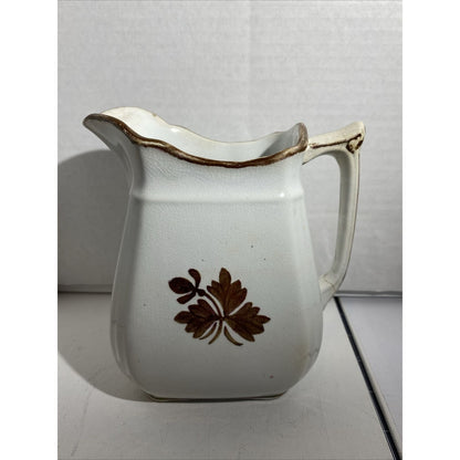 Vintage Alfred Meakin Royal Ironstone Tea Leaf Pattern Milk Pitcher Gold Trim