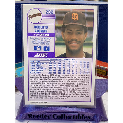 1989 Score #232 Roberto Alomar San Diego Padres