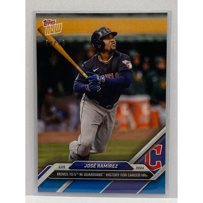 José Ramirez Guardians - 2024 MLB TOPPS NOW® Card 17 - PR: 560 Ser #'d 09/49