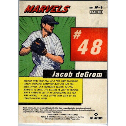 2022 Donruss #M-6 Jacob deGrom Marvels Rapture New York Mets