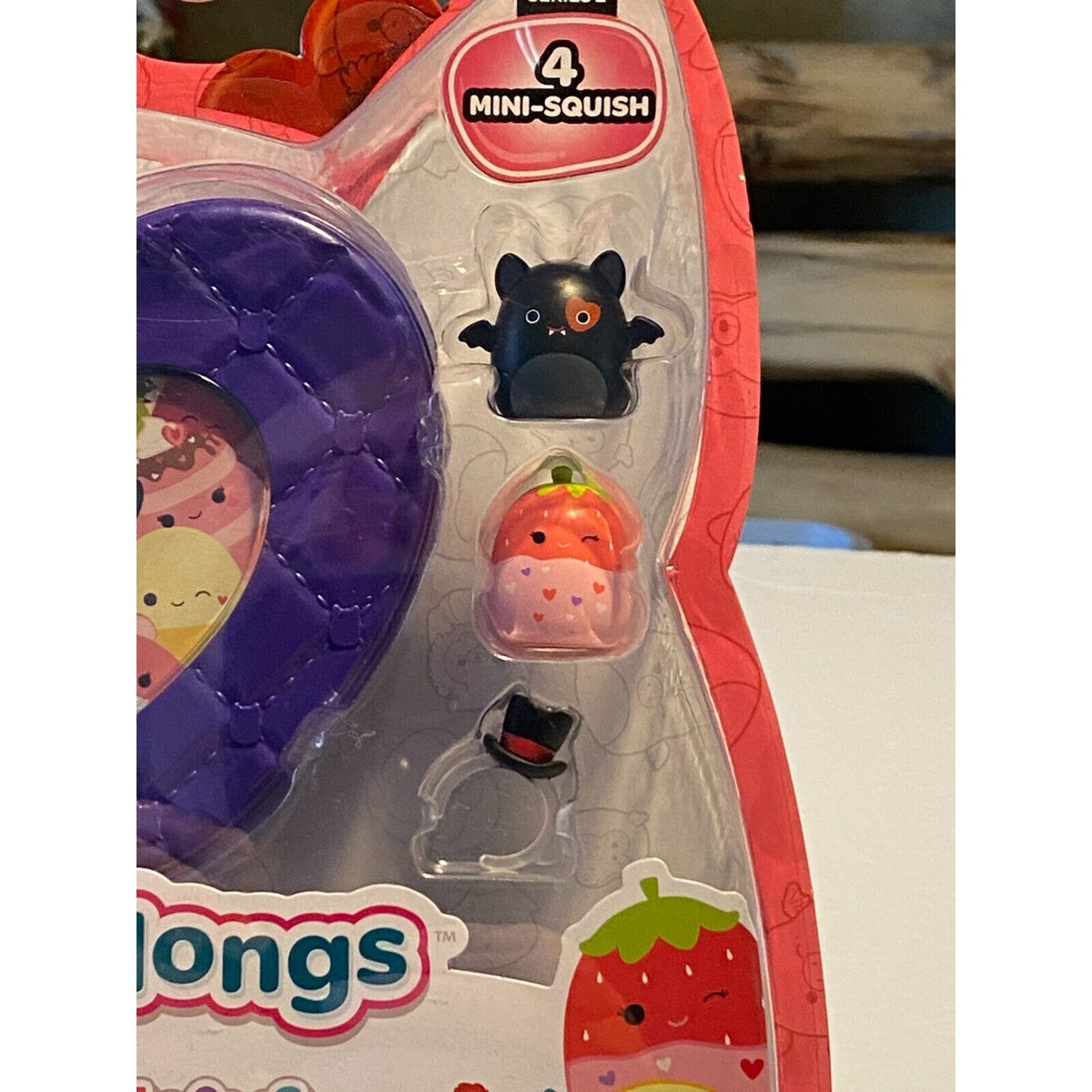 Original Squishmallows 4 Squish-a-longs + 3 Accessories + Purple Case