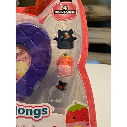 Original Squishmallows 4 Squish-a-longs + 3 Accessories + Purple Case