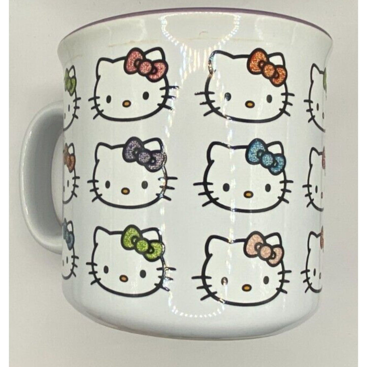 Hello Kitty 20 oz Hello Kitty Rainbow Bows Ceramic Camper Mug, White