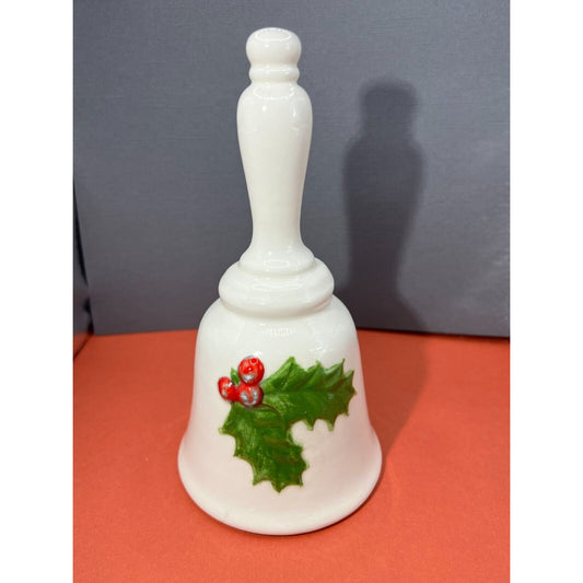 Porcelain Bells Holly Berries Christmas Large (Works) 7" height