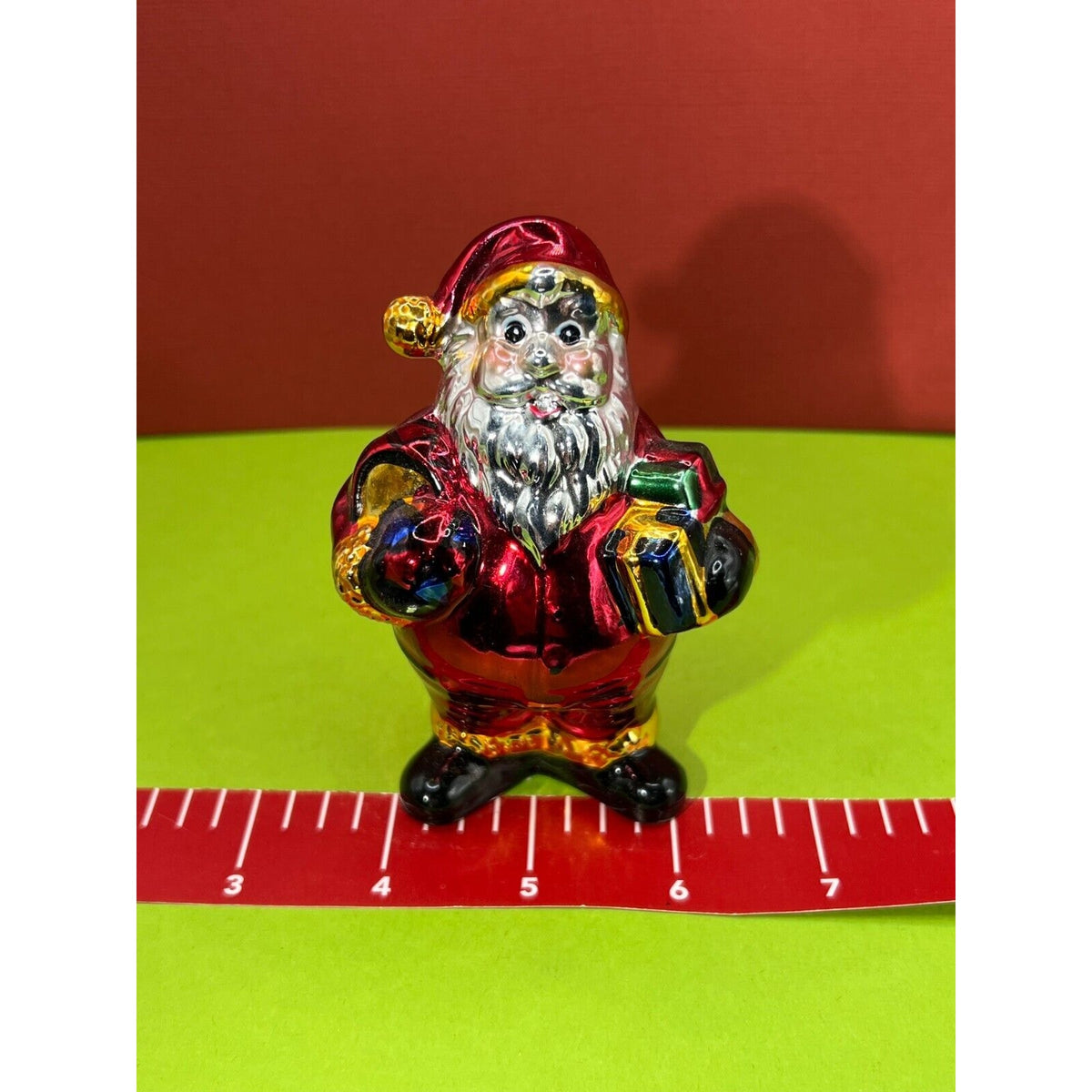 Santa With Gifts Figurine Vintage Some Wear