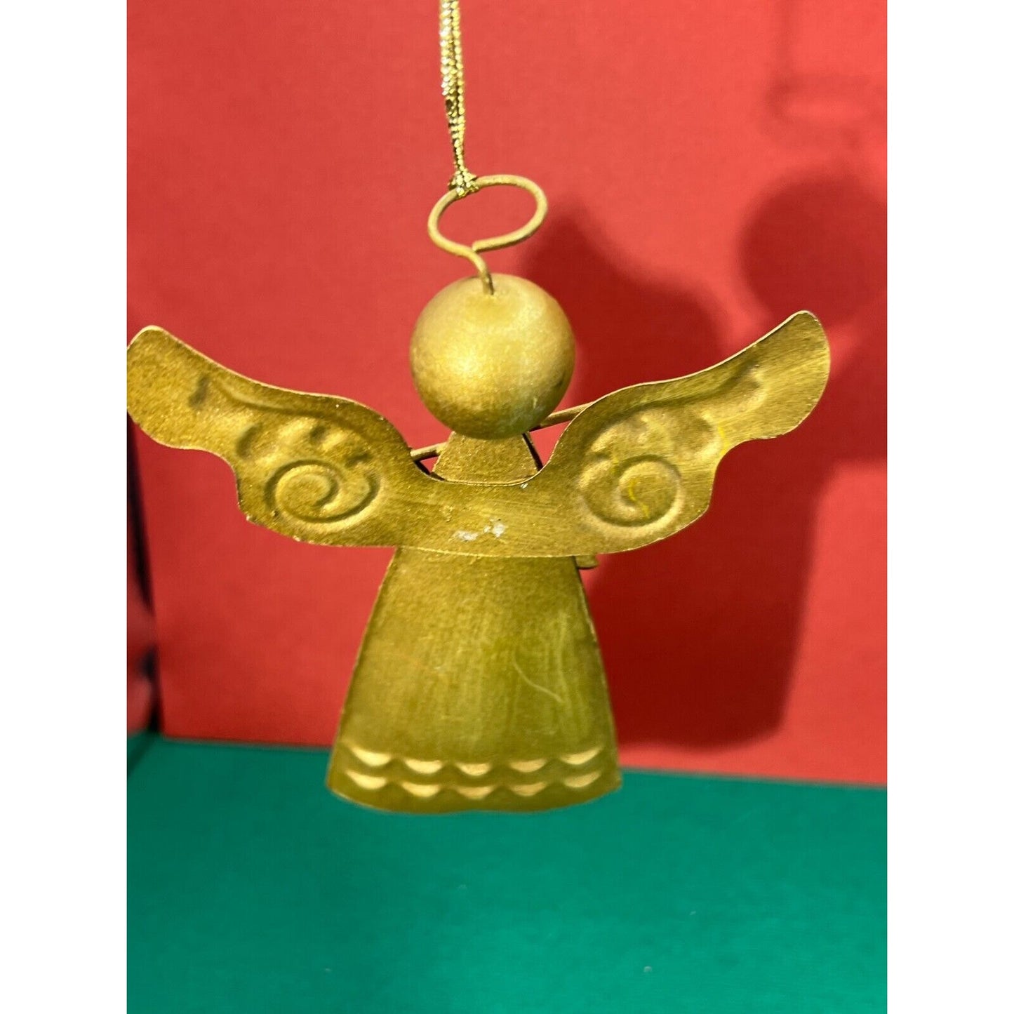 Metal Angel Playing Flute Christmas Ornament 4"