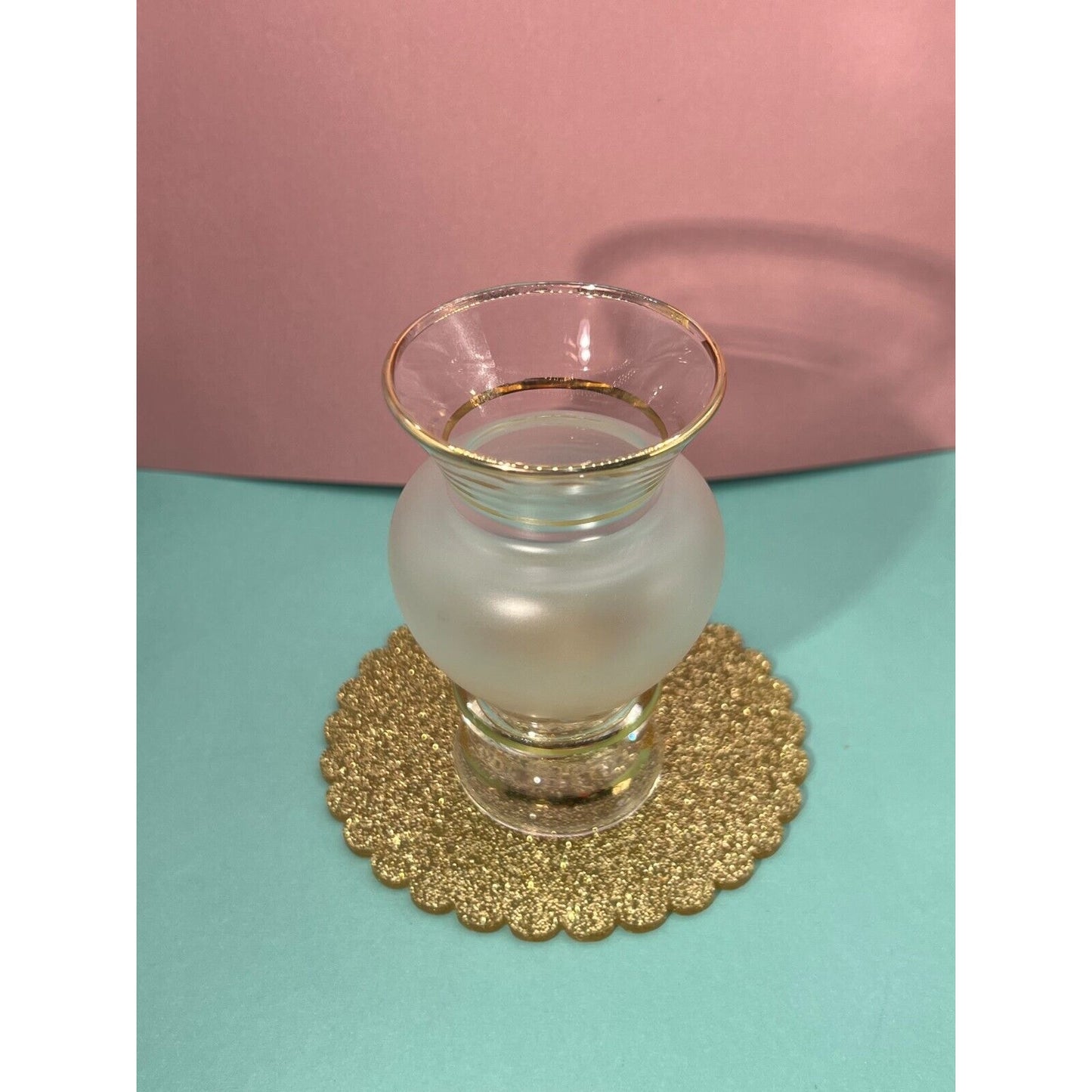 Classic Frosted Bud Vases with Gilded Satin Trim