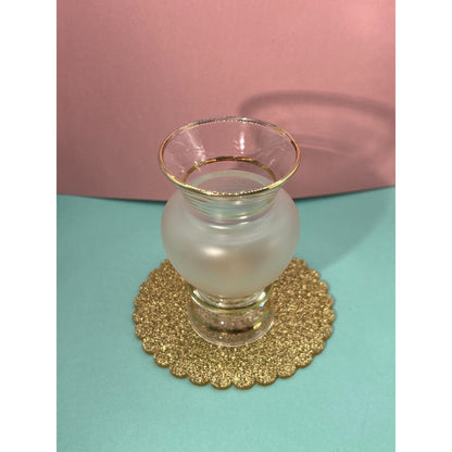 Classic Frosted Bud Vases with Gilded Satin Trim