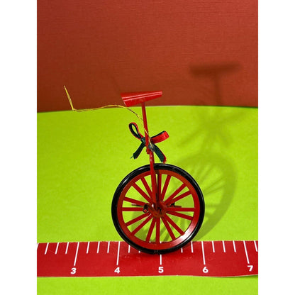 Unicycle Red with Kickstand Christmas Ornament