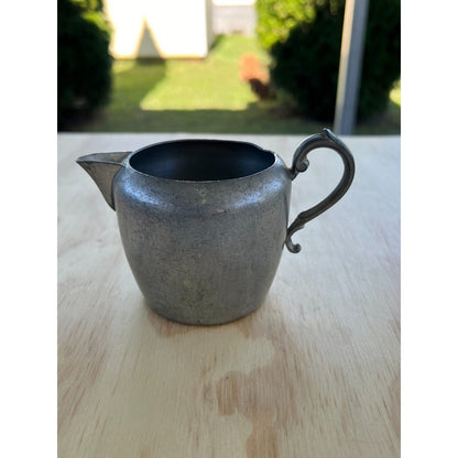 Old Colonial Vintage Pewter Creamer Pitcher Ornate Handle