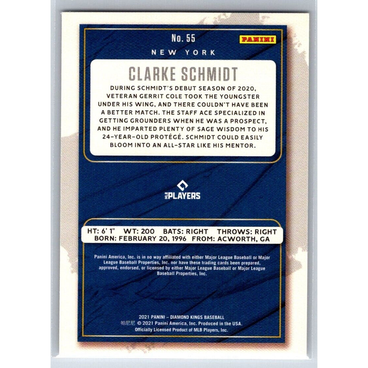 2021 Diamond Kings #55 Clarke Schmidt Rookie New York