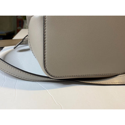 Michael Kors Eden Cement Gray Drawstring Grab Bag Leather