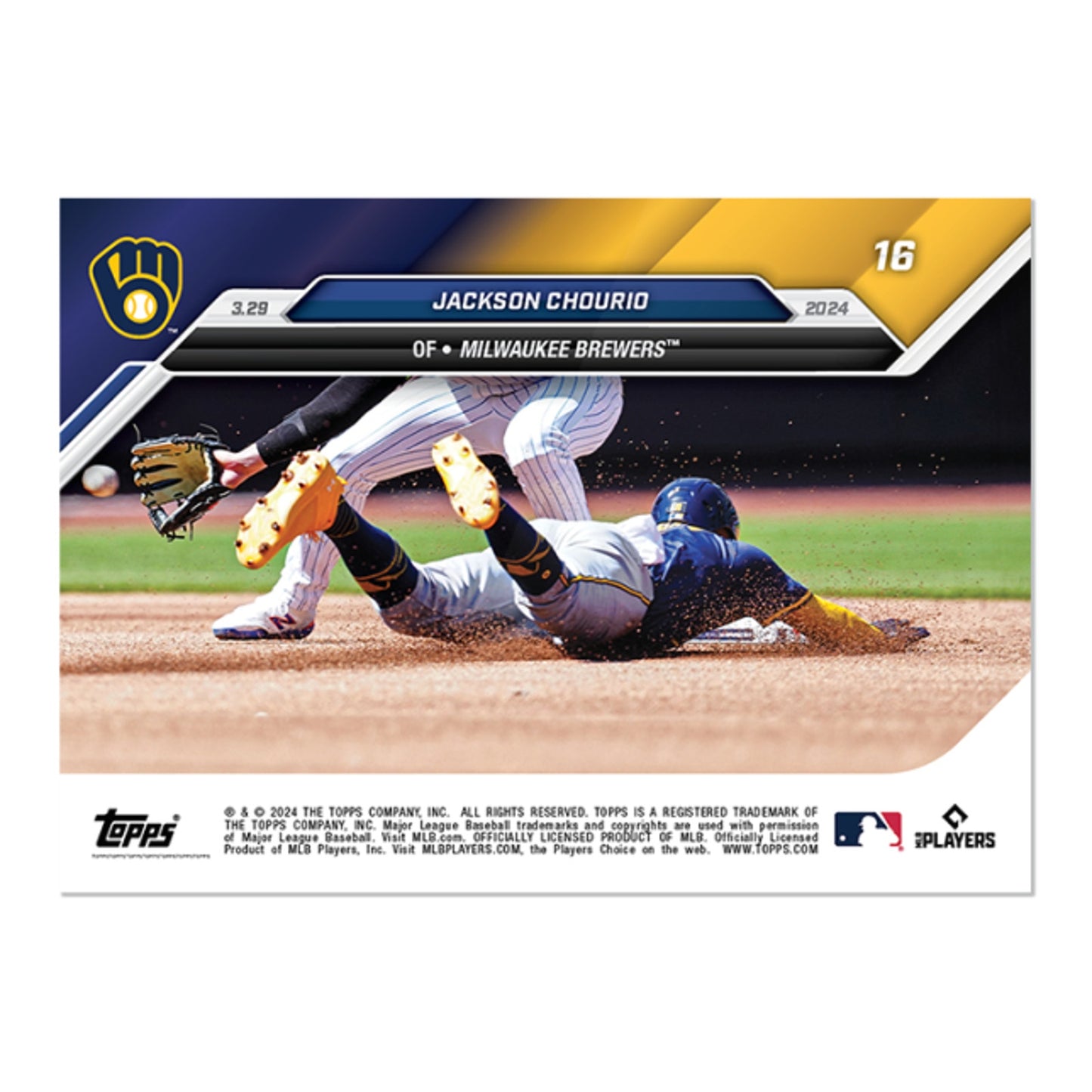 Jackson Chourio Milwaukee Brewers - 2024 MLB TOPPS NOW® Card 16 - PR: 9845