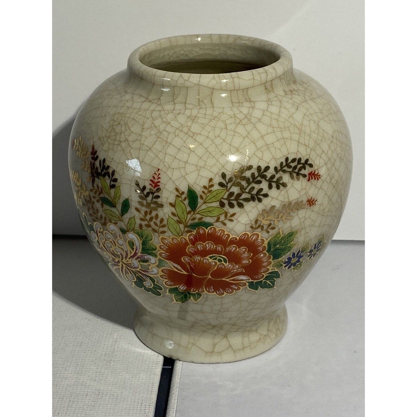 Japanese Ginger Jar Vase Flowers Vintage Porcelain