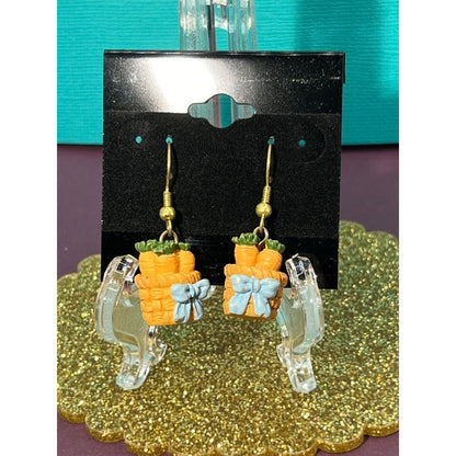 Basket of Carrots Earring Set Estate Sale Jewelry