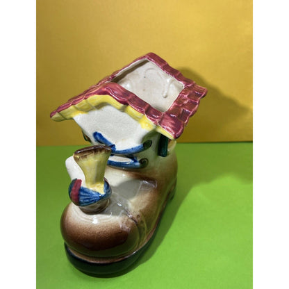 House Shoe w/ Bird Planter Vintage Occupied Japan 4.5" Tall