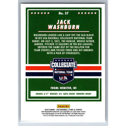 2022 Panini USA Baseball Stars & Stripes #37 Jack Washburn