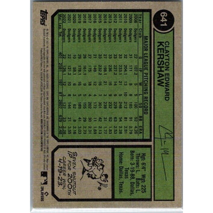 2023 Topps Heritage #641 Clayton Kershaw Los Angeles Dodgers