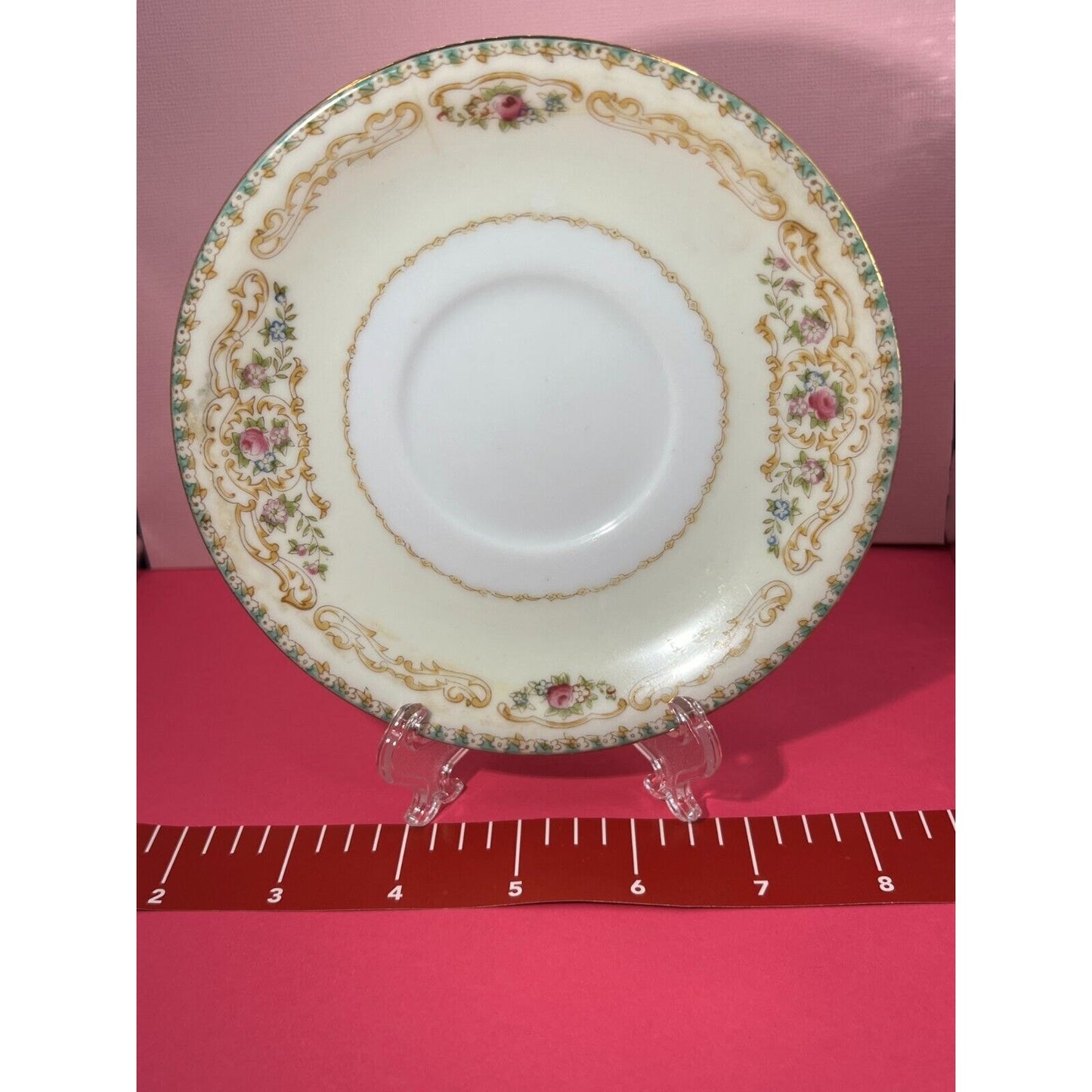 National Sange China Made in Occupied Japan 5.75" Saucer Plate Roses Vintage