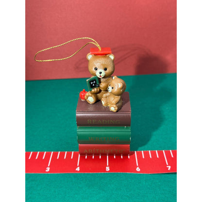 VTG 80s House of Lloyd Teacher Scholar Student Bears Sitting on Books Ornament