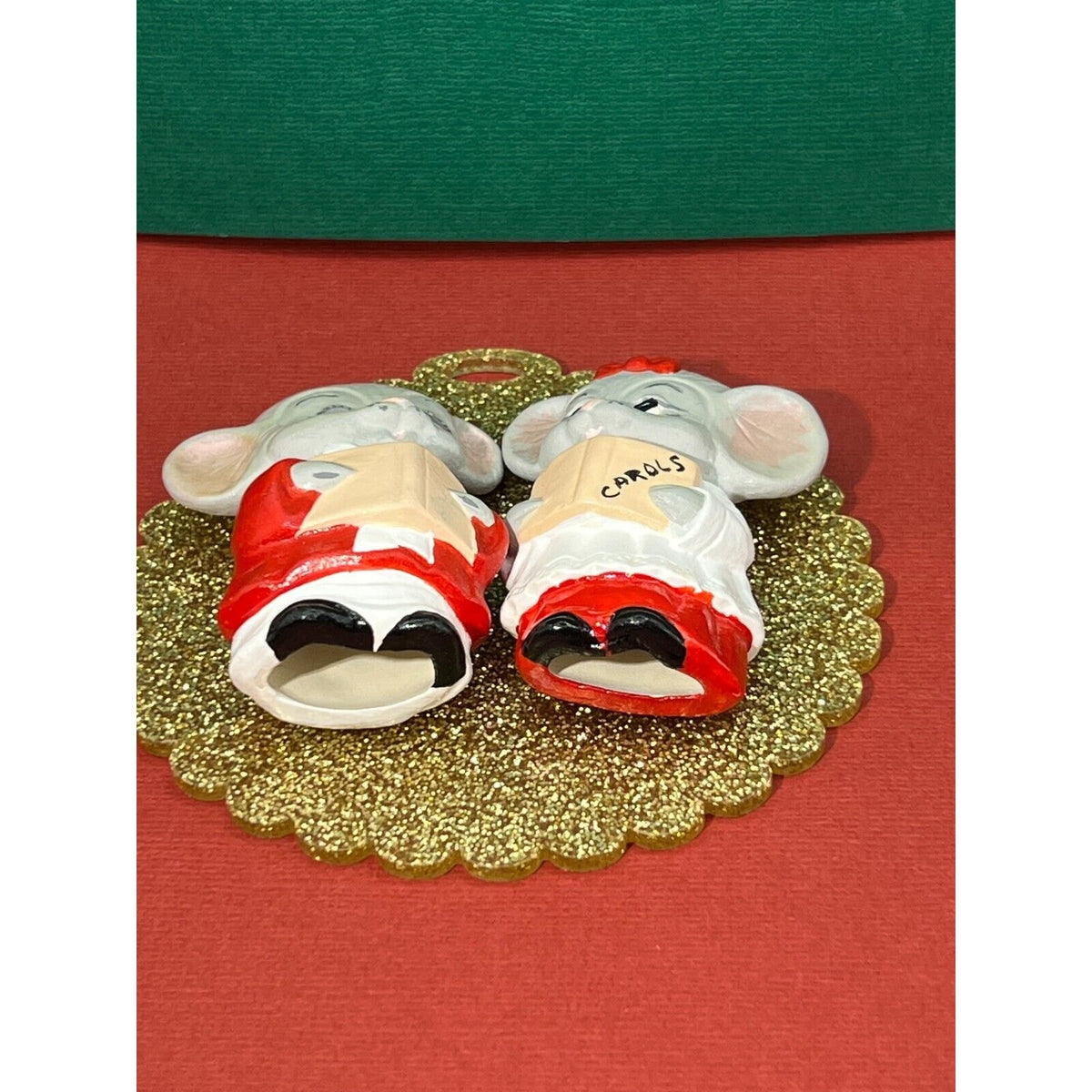 Church Mice Christmas Carolers Ceramic Vintage 2pc Set