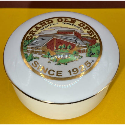 Grand Ole Opry Round Porcelain Trinket Box w/ Lid 3.5" x 2"