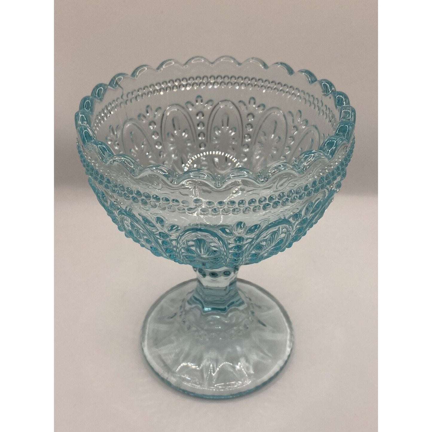 Teal Glass Footed Ice Cream Dessert Cup