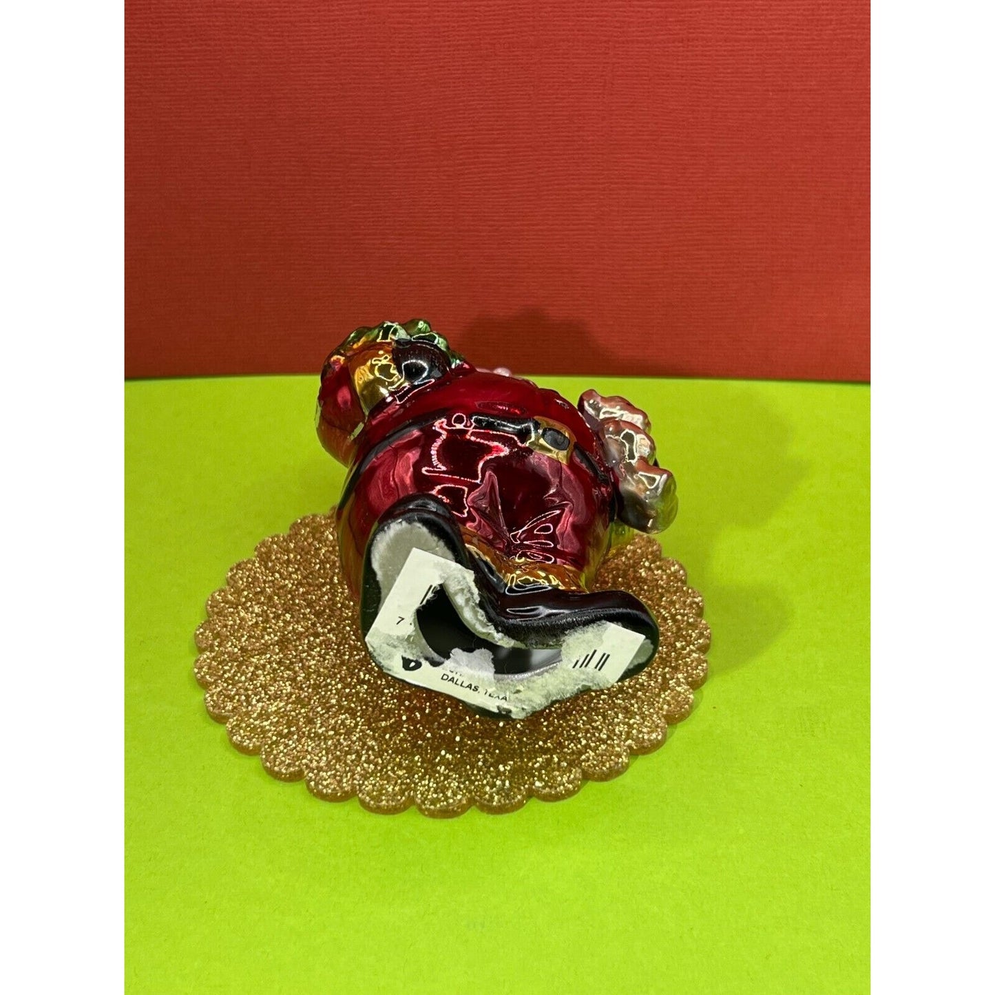 Santa With Tree & Teddy Bear Figurine Vintage Some Wear