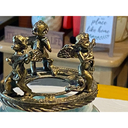 Angelic Metal Three Cherub Candle Topper (Candle not included)