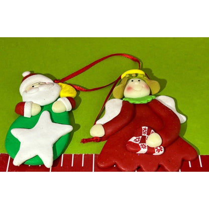 Polymer Clay Santa, Angel Christmas Ornaments (2)