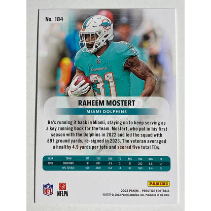 Raheem Mostert #184 2023 Panini Prestige Miami Dolphins